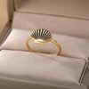 Retro New Shell Shape Ring Trend 18K Gold Plated Rings 14 Retro New Shell Shape Ring Trend 18K Gold Plated Rings 14