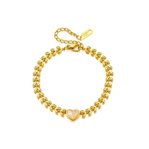 Titanium Steel 18K Gold Fashionable Retro Heart-shaped Shell Wheat Versatile High Sense Temperamental Bracelet Women Bracelets 4