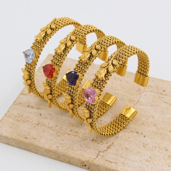 Woven Mesh Stainless Steel 18K Gold Plated Bracelet Bracelets 3