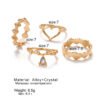 Love Heart-shaped Diamond Geometric Golden Ring Set Rings 9