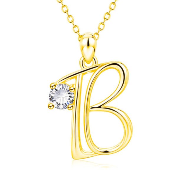 Fashion Gold Initial Letter Rhinestone Necklace Necklaces 4