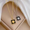 Square Shell Personality Minimalist Stove Real Gold Necklace Women Necklaces 16