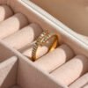 Gold-plated Diamond Personality Simple Open-end Zircon Ring Rings 16