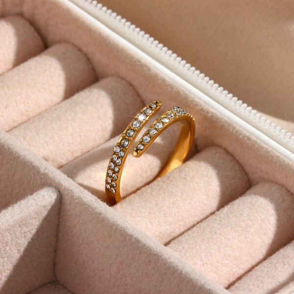 Gold-plated Diamond Personality Simple Open-end Zircon Ring Rings 6