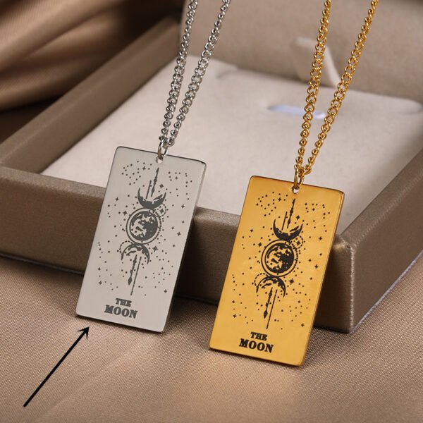 18k Yellow Gold Stainless Steel Tarot Pattern Necklace Necklaces 11