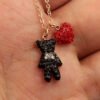 Cute Colorful Diamond Baby Bear Heart Shaped Clavicle Chain Necklaces 14