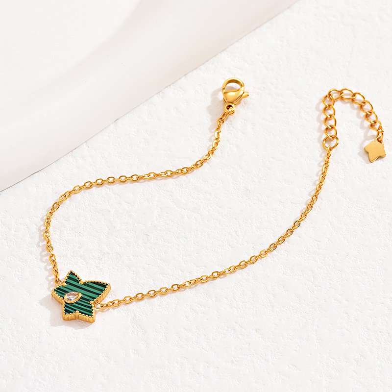 Korean Style Titanium Steel Malachite Bracelet 18K Gold Non-fading Affordable Luxury Fashion Stainless Steel Bracelet Female High Sense Bracelets 5 Korean Style Titanium Steel Malachite Bracelet 18K Gold Non-fading Affordable Luxury Fashion Stainless Steel Bracelet Female High Sense Bracelets 5