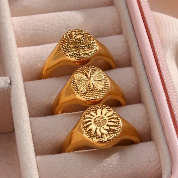 European And American Popular Vintage Pattern Carved Ring Rings 5