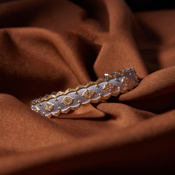 Silver Gold Plated Court Diamond Inlay Bracelet Bracelets 6