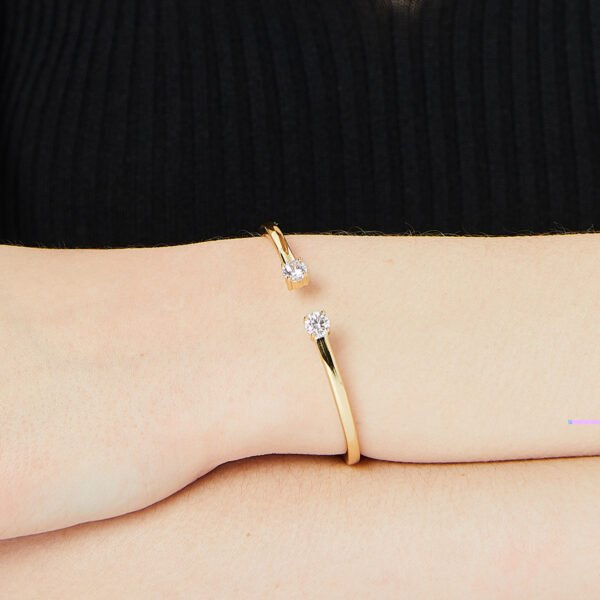 Double Zircon  Copper Plated 18K Gold Bracelet Bracelets 3