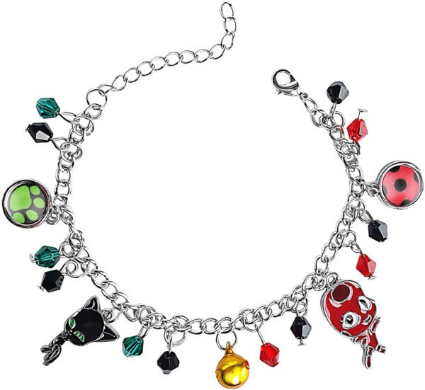 Ladybug Superhero And Cat Bracelet Charm With Crystal Bead Bangle For Kids Cosplay Adjustable Jewelry Bracelets 8