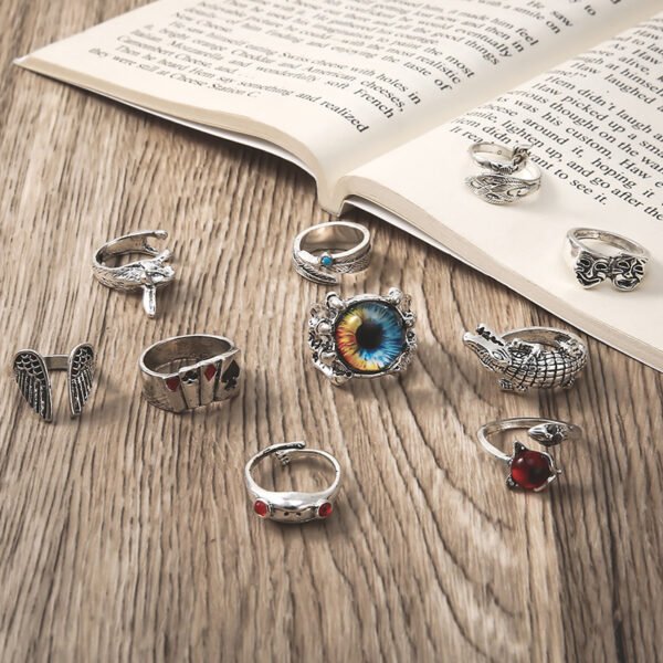 Animal Fish Hole Head Grimace Eye Ring Set Of 10 Rings 6