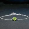 925 Sterling Silver Color Jewelry Natural Peridot White Gold Bracelet Bracelets 14