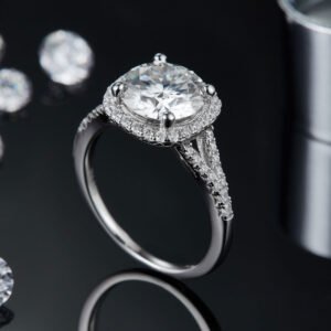 Silver Plated White Gold Moissanite Women’s Ring Rings