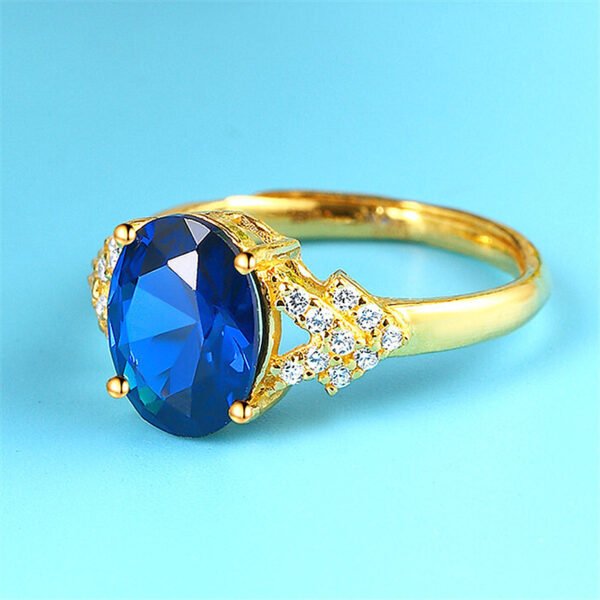 Gold-plated Sapphire Ring With Adjustable Opening And Tanzanite Diamonds Rings 3