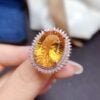 Large Grain Citrine Ring S925 Sterling Silver With Gold-plated Inlay Rings 11