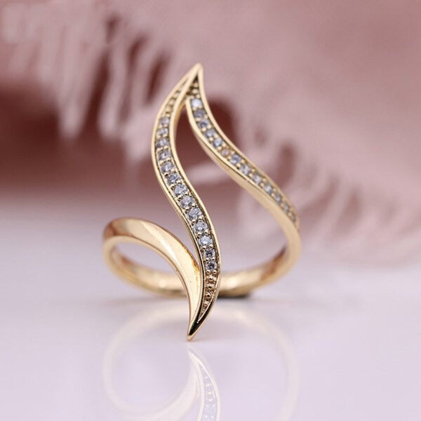 Fashion Exaggerated Curve Rose Gold Women Ring Rings 4