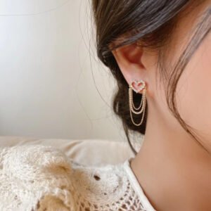 Micro-inlaid Zircon Love Chain Multi-layer Smart Earrings Earrings