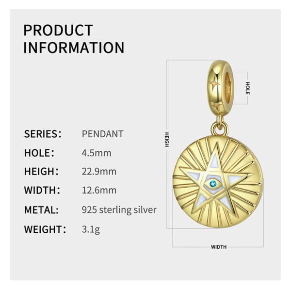 Five Pointed Star S925 Sterling Silver Gold-plated Pendant Bracelet Diy Accessories Necklaces 6