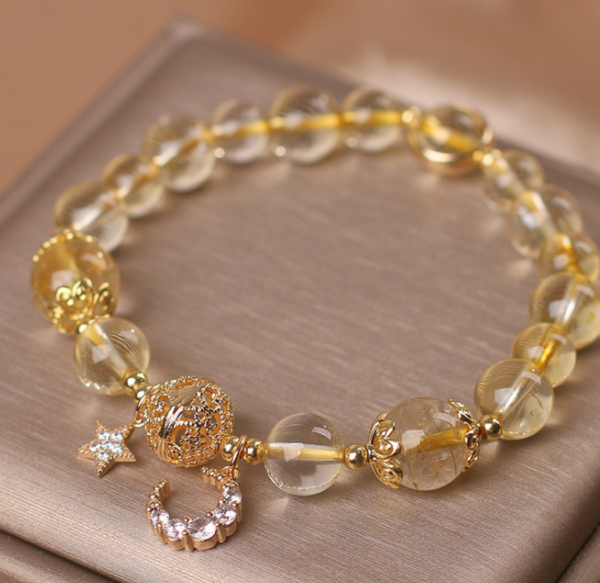 Natural Citrine Gold Gem Quartz Bracelet Women’s Light Luxury Star Moon Crystal Accessories Bracelets 5