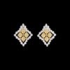 Italian Craft Diamond Stud Earrings Gold Plated Two Tone Earrings 11