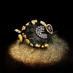 Ring Female Black Gold Purple Zircon Rings