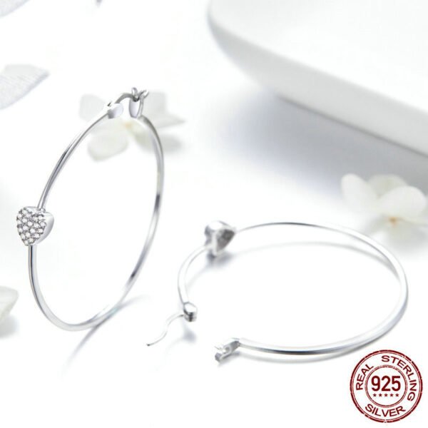 White Gold Inlaid Heart-shaped Zircon 925 Sterling Silver Stud Earrings Earrings 4