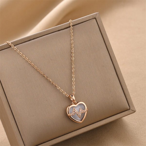 18K Gold Plated Stainless Steel Heart Pendant Necklace In Titanium Necklaces 4