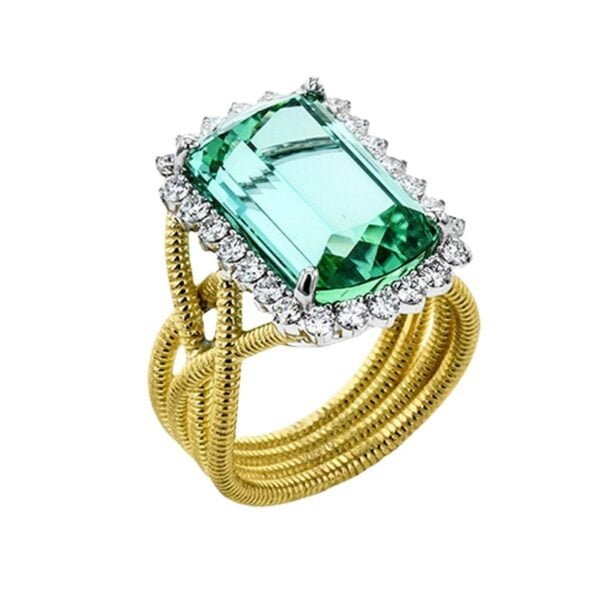 Creative Fashion Luxury Gold Diamond Emerald Ladies Ring Rings 5