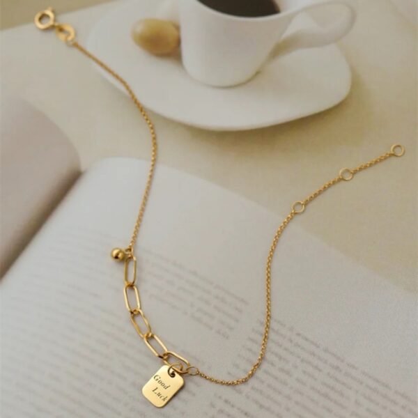 18K Gold Square Necklace Bracelet For Women Necklaces 4