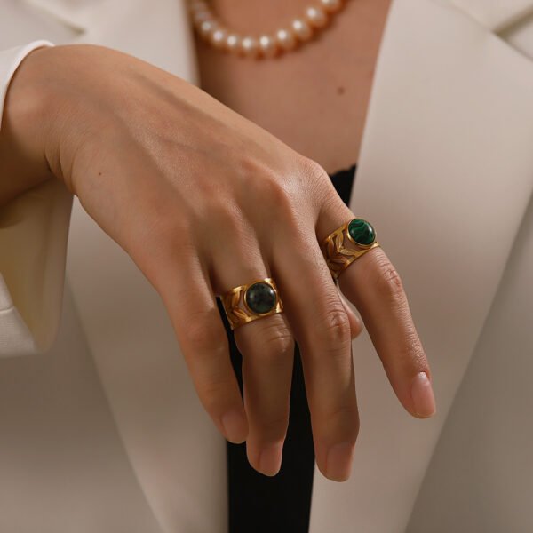 Ring Stainless Steel 18K Gold Hollow Leaves Rings 3