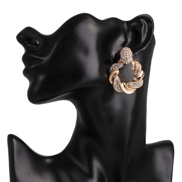 Personality Inlaid Earrings Irregular Metal Earrings 4