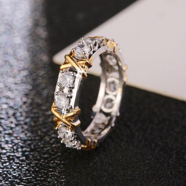 Women’s Gold Plated Sepia Set Zircon Ring Rings 9