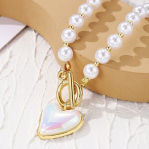 Heart Baroque Girt Pearl Pendant Necklace Gold Beads Pearl Choker Necklace For Women Mother’s Day Necklaces