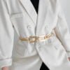 New Women’s Metal Spring Waist Chain With Gold Elastic Square Buckle High-grade Elegant Coat Belt Other 14