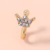 Gold rhinestone nose ring, mini crown rhinestone nose ring, piercing crown nose clip Rings 13