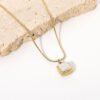 14K Gold Plated Stainless Steel Necklace Square White Jade Pendant Women’s Jewelry Necklaces 21