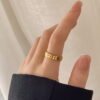 18K Gold Ring Women’s Non-fading High-grade Cold Wind Wheat Rings 17