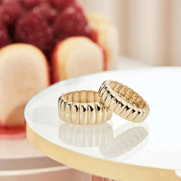 Trendy Gold Plated Fettuccine Croissant Ring Rings 8