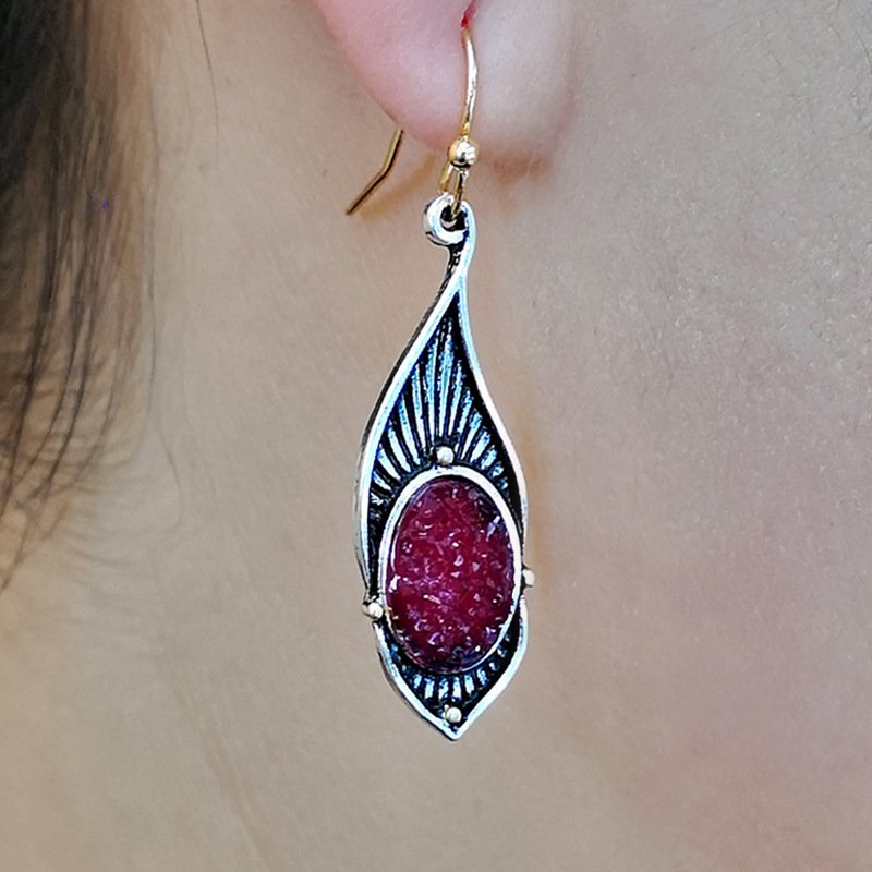 Creative Bird Feather Inlaid Purple Ore Earrings Earrings 2