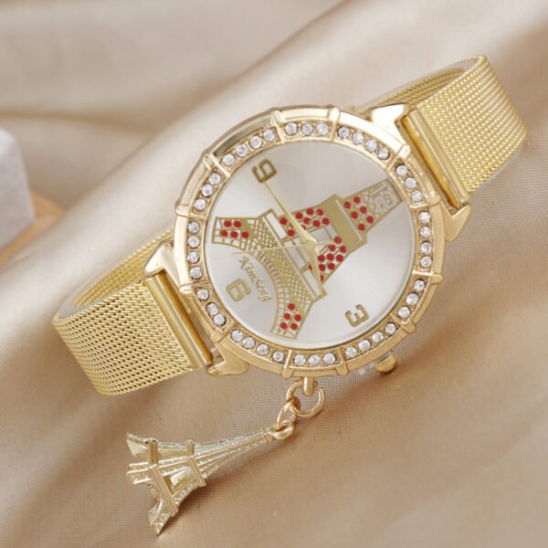 Simple Ladies Fashion Diamond-encrusted Steel Band Casual Gold Watch watches 3