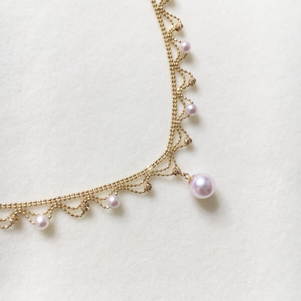 Aurora Japanese 18k Gold Lace Pearl Necklace Necklaces 5