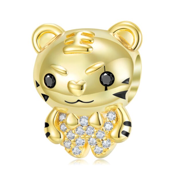 Golden Tiger S925 Sterling Silver Gold-plated Beads Diy Accessories Accessories 3