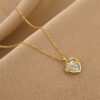 18K Gold Plated Stainless Steel Heart Pendant Necklace In Titanium Necklaces 13