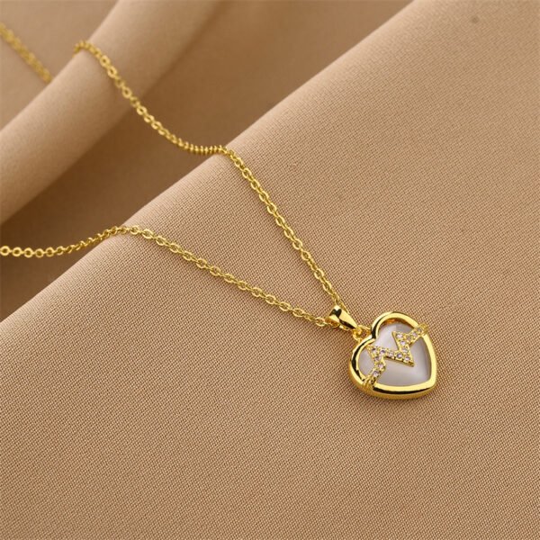 18K Gold Plated Stainless Steel Heart Pendant Necklace In Titanium Necklaces 7