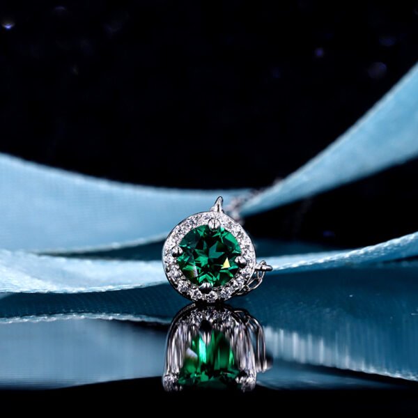 925 Silver Plated 18k White Gold Cultivated Emerald Pendant Necklaces 6