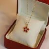 Red Flower Pendant Real Gold Electroplated Necklace Necklaces 14