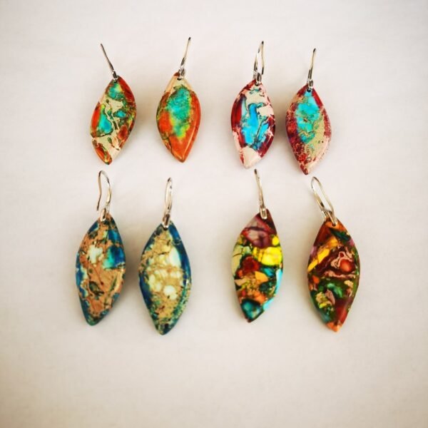 Colorful Emperor Stone Leaf Multicolor Irregular  Earrings Earrings 3
