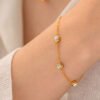 Fashion 18K Gold Plated Round Zircon Stainless Steel Bracelet Necklaces 18