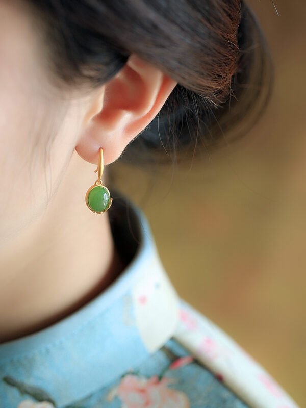 Forbidden City Wings Flying Sterling Silver Ancient Method Gold Hetian Jade Earrings Earrings 6